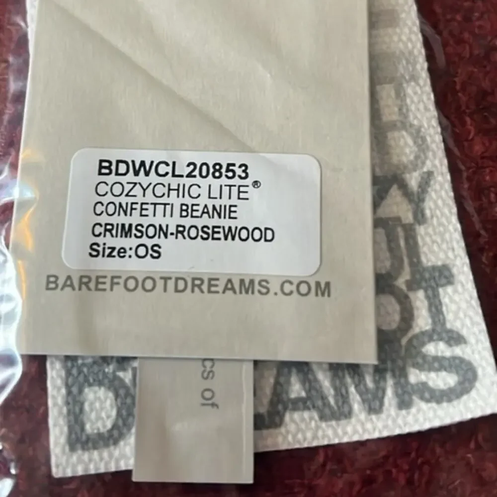 Barefoot Dreams Cozy ChicLite Confetti Beanie - Crimson/Rosewood